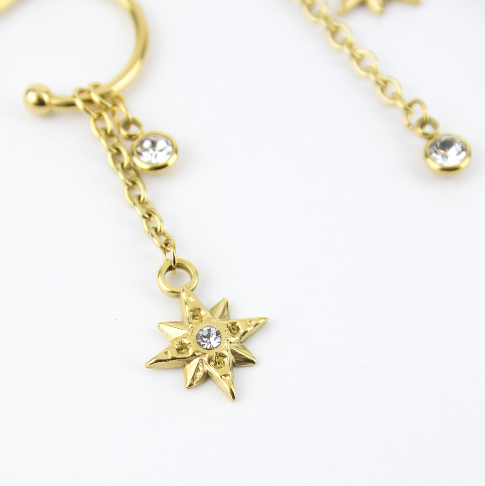 Серьги ELINICE звёздочки с кристаллами съёмные золотистые