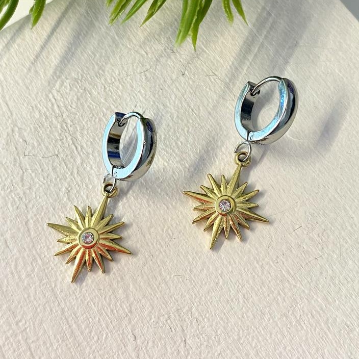 Серьги ELINICE биколорные звёздочки