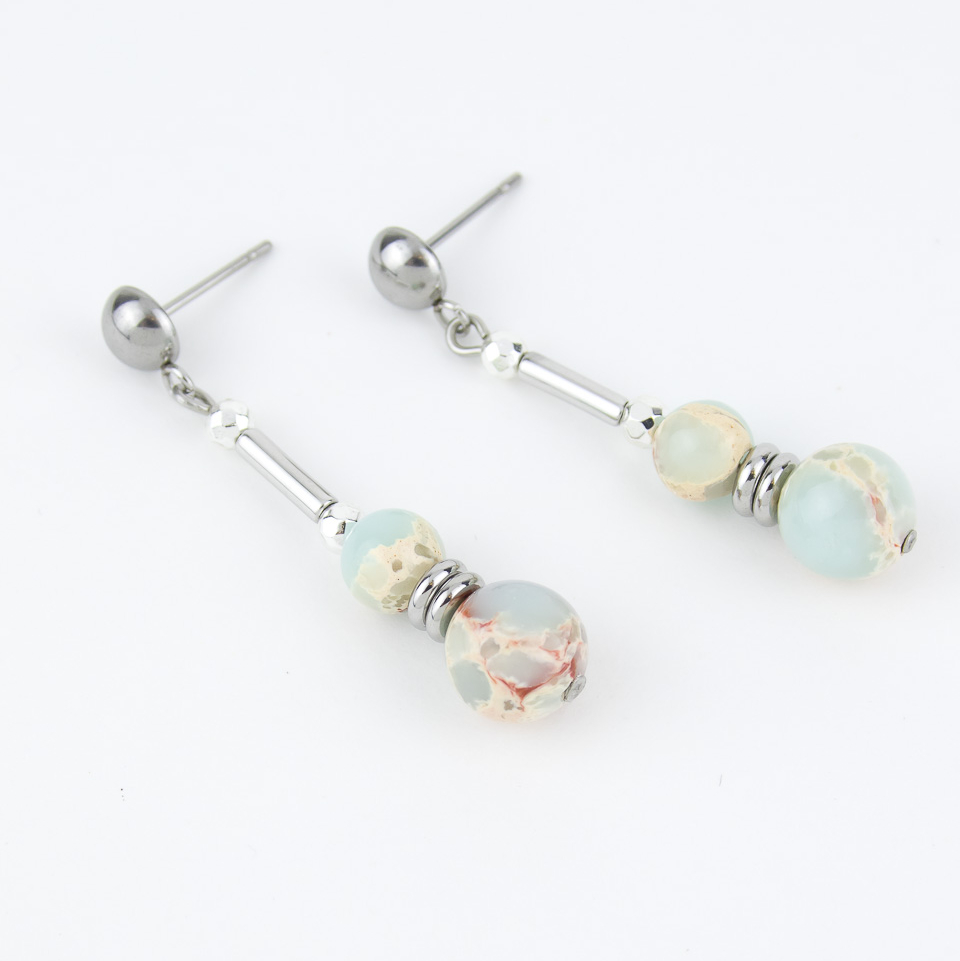 Серьги ELINICE с варисцитом и гематитом