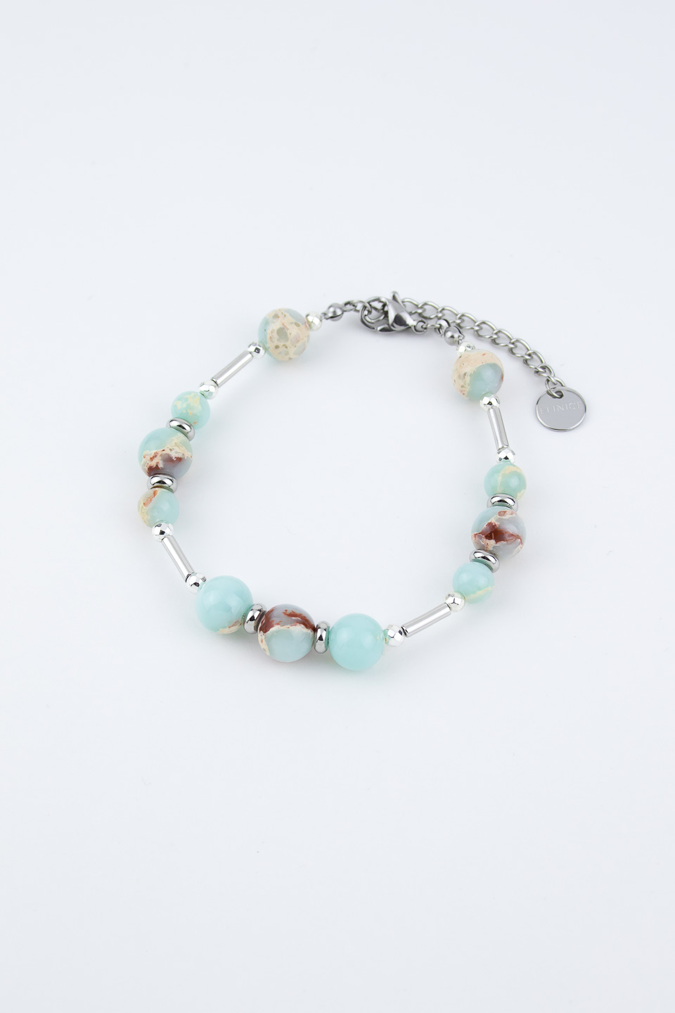 Браслет ELINICE серебристый с варисцитом и гематитом