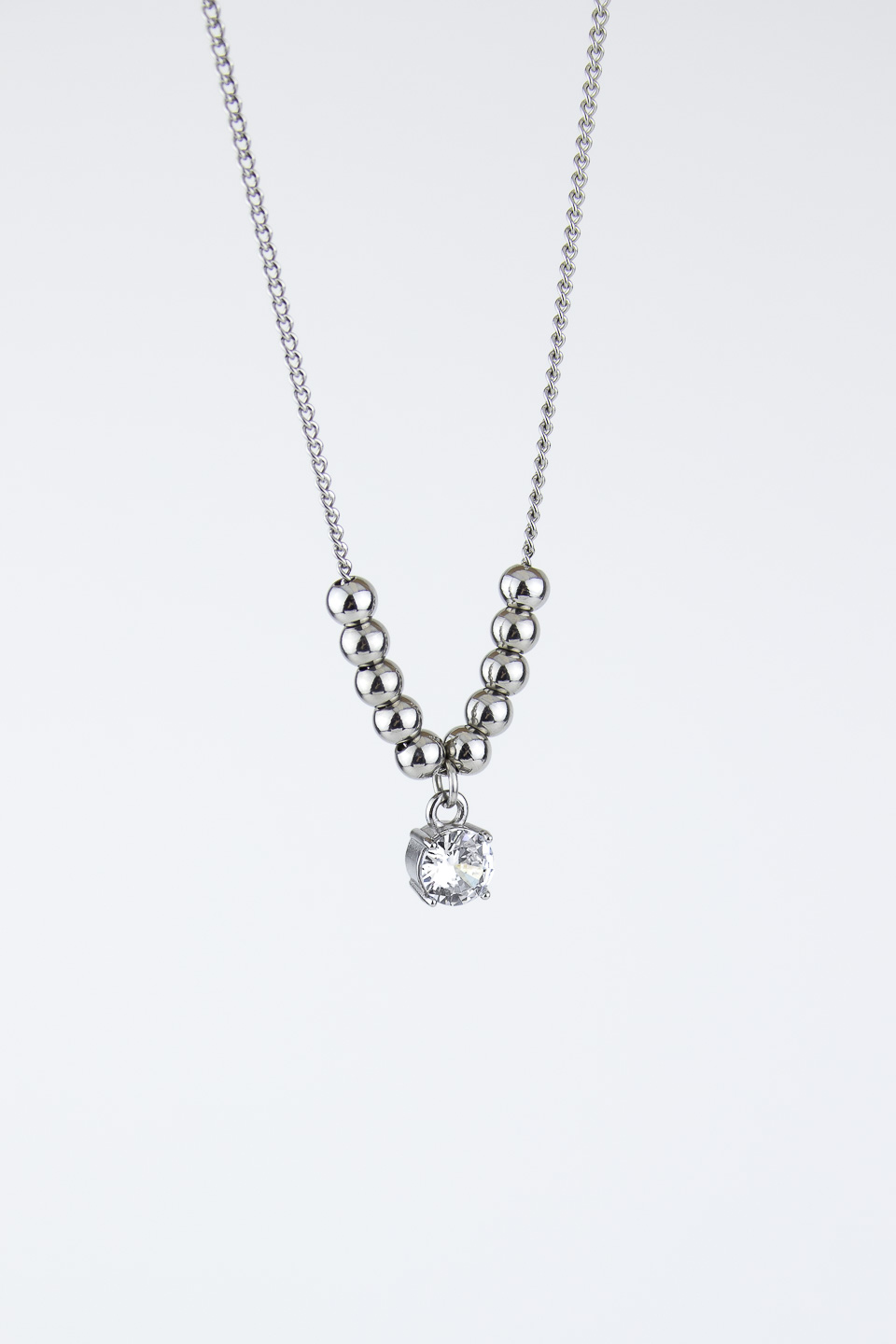 Подвеска ELINICE серебристая с подвижными шариками и кристаллом