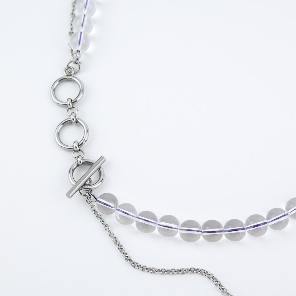 Колье ELINICE серебристое из горного хрусталя