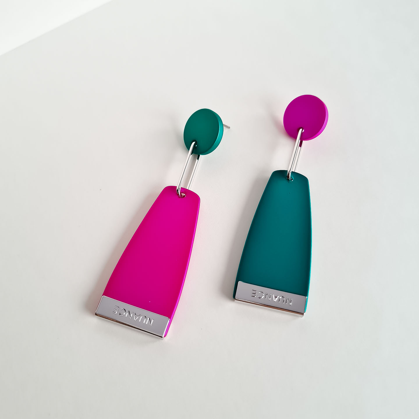 Серьги NUANCE серебристые с геометричными элементами