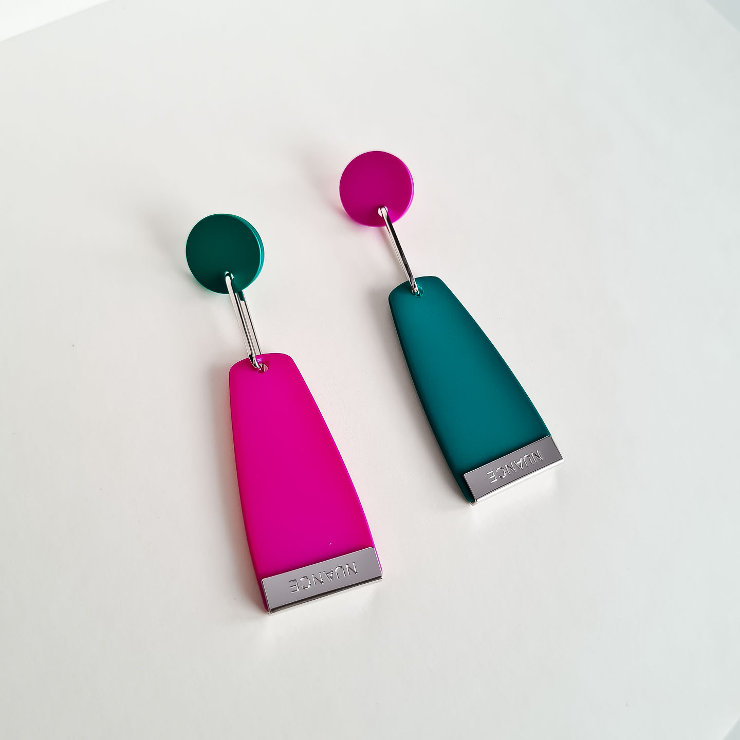 Серьги NUANCE серебристые с геометричными элементами