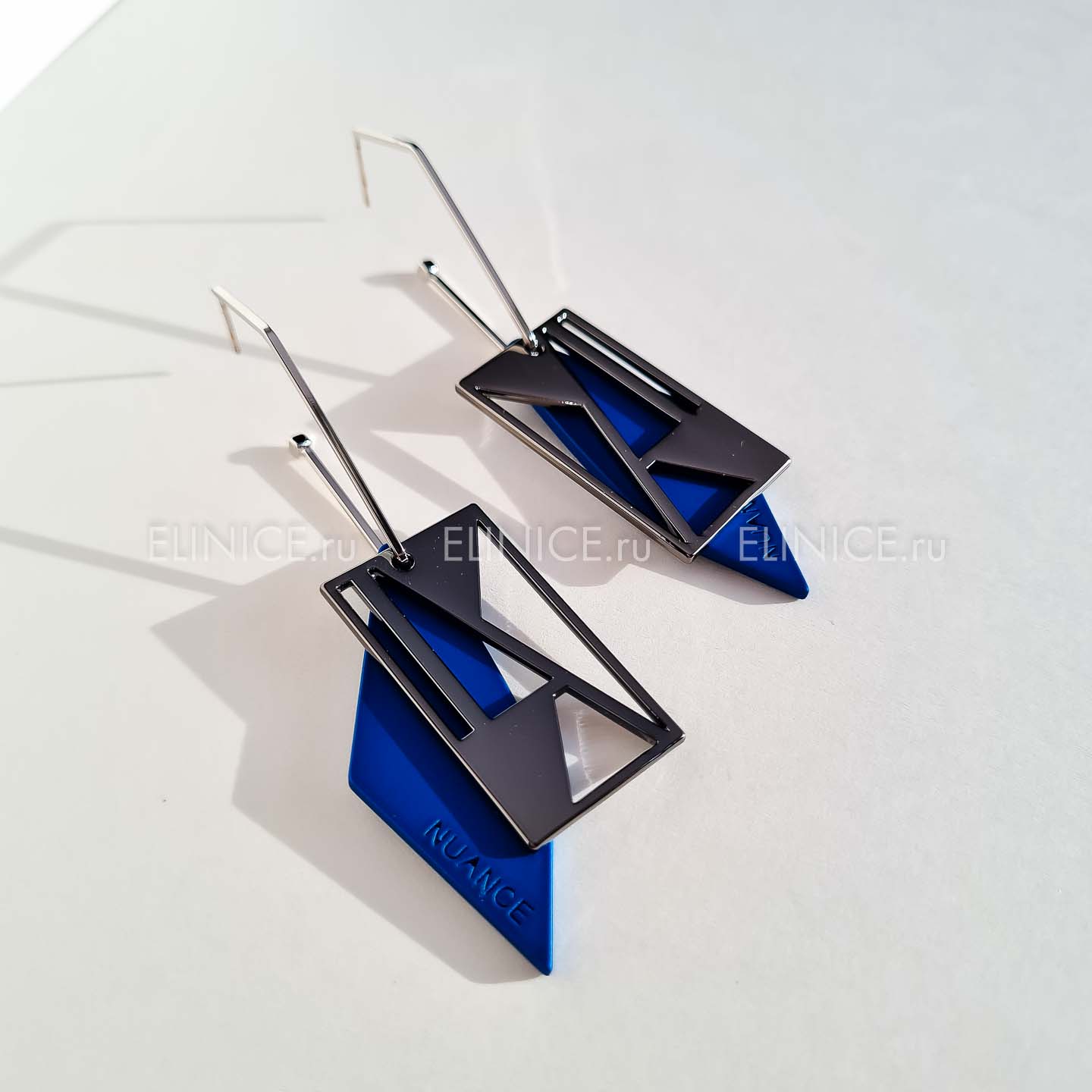 Серьги NUANCE геометрия индиго графит