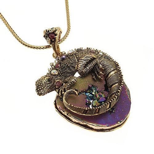 Колье ALCOZER & J  c друзой агата, с рубином, сапфиром и Swarovski