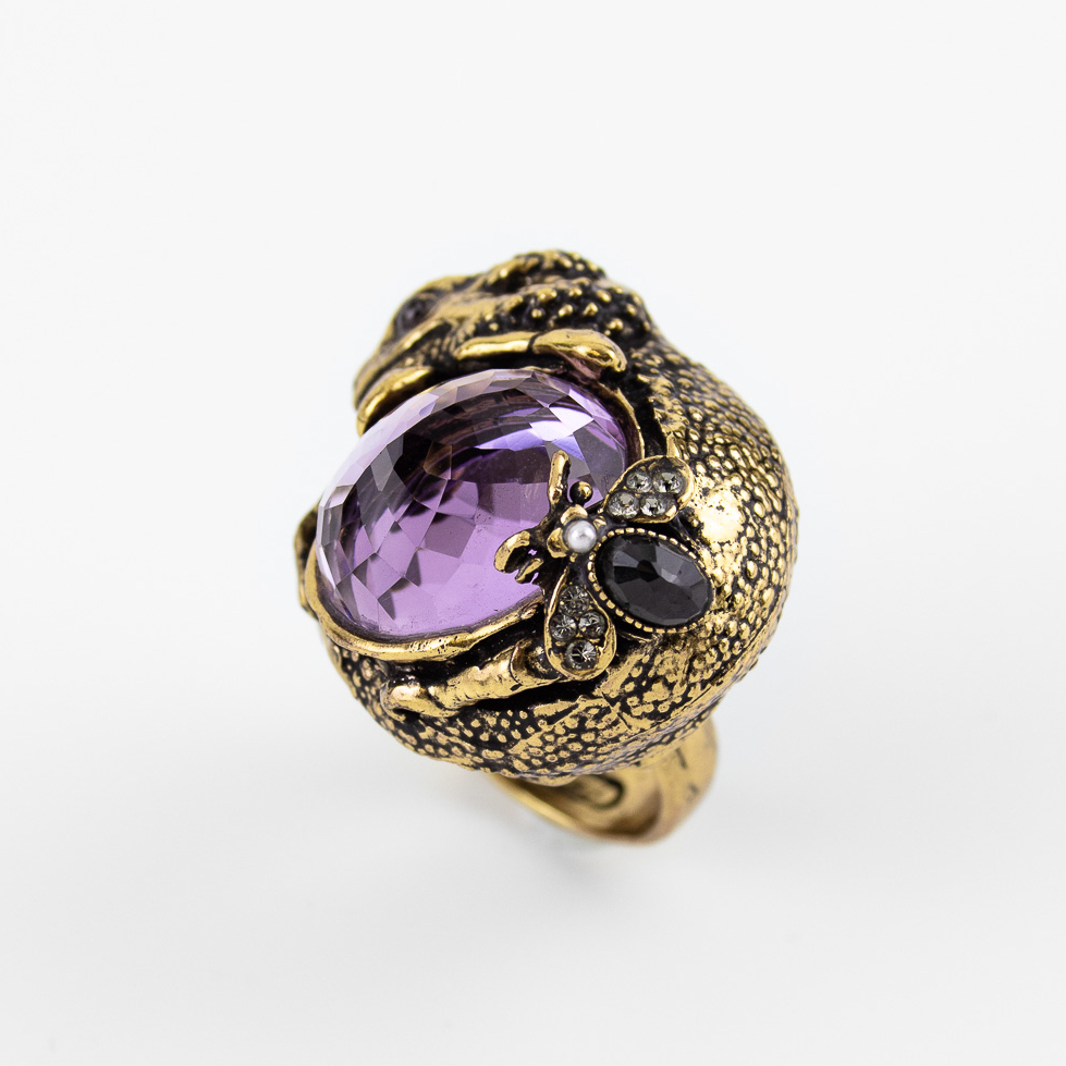 Кольцо  ALCOZER & J  c аметистом, сапфиром, гранатом и Swarovski