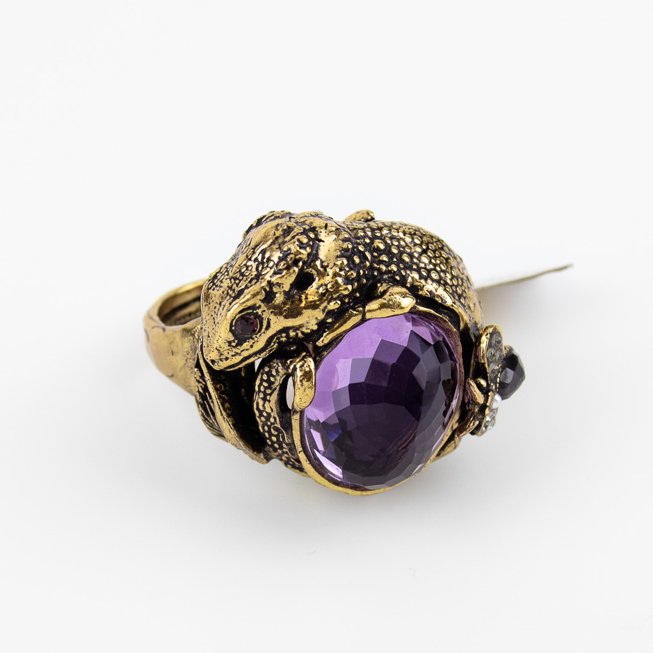 Кольцо  ALCOZER & J  c аметистом, сапфиром, гранатом и Swarovski