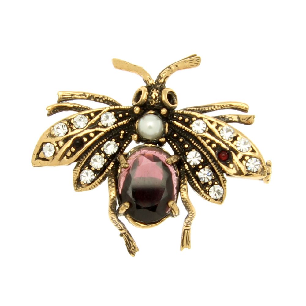 Брошь с гранатом, жемчугом и Swarovski ALCOZER & J S1853C