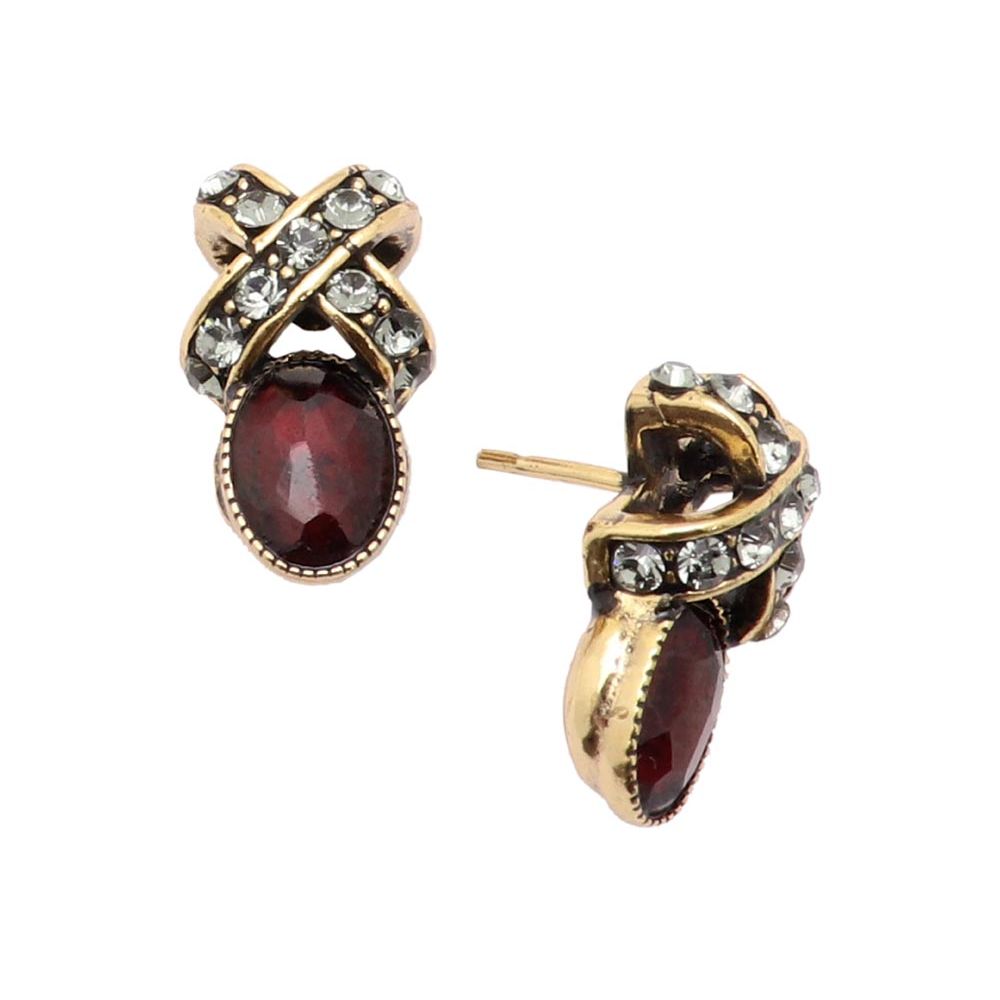 Серьги ALCOZER & J   c гранатом и Swarovski