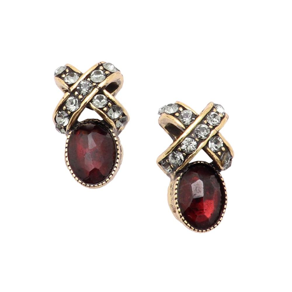 Серьги ALCOZER & J   c гранатом и Swarovski