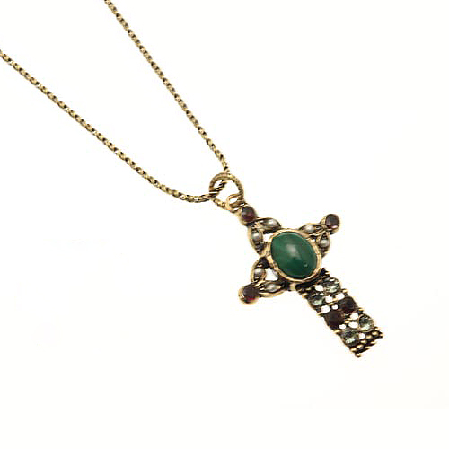 Колье  ALCOZER & J  c малахитом, гранатом, жемчугом и Swarovski