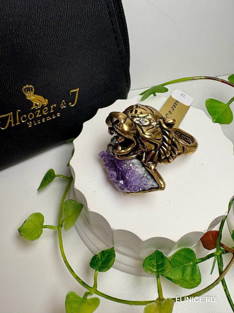 Кольцо ALCOZER & J  с аметистом, жемчугом и Swarovski