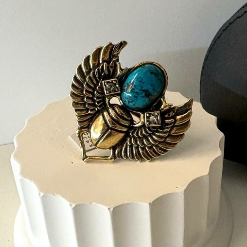 Кольцо ALCOZER & J   с хризоколлой и Swarovski