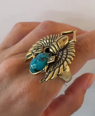 Кольцо ALCOZER & J   с хризоколлой и Swarovski