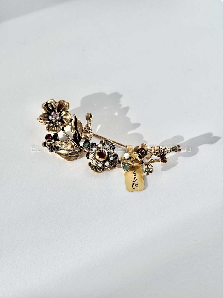 Брошь с гранатом, рубином, изумрудом и Swarovski ALCOZER & J S4342C