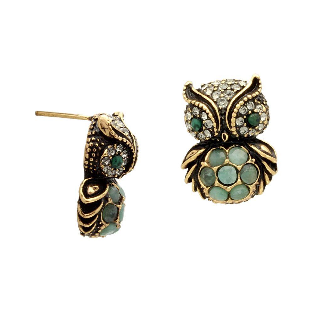 Серьги  ALCOZER & J c изумрудом и Swarovski