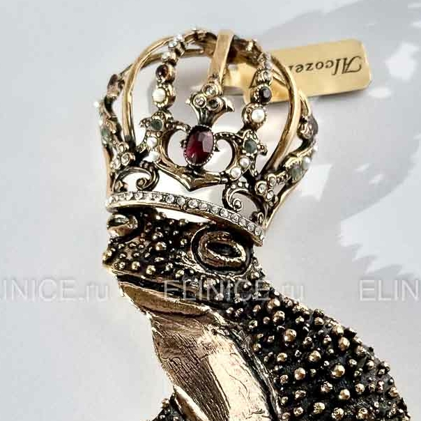 Брошь ALCOZER & J с гранатом, жемчугом, изумрудом и Swarovski S3913C крупная