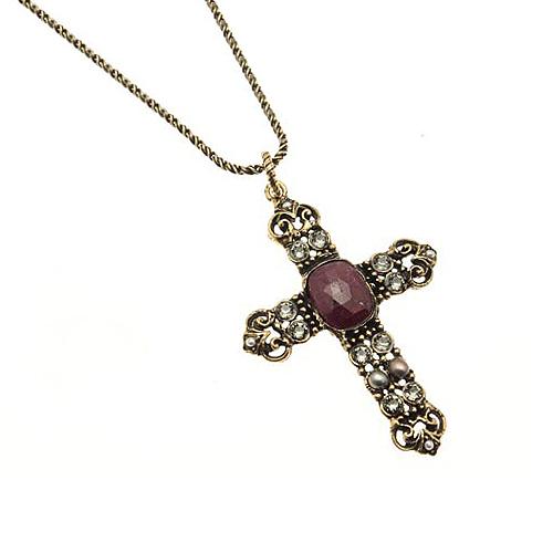 Колье ALCOZER & J с рубином, жемчугом и Swarovski