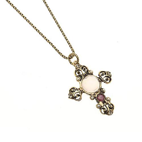 Колье ALCOZER & J   с розовым кварцем, рубином, жемчугом и Swarovski