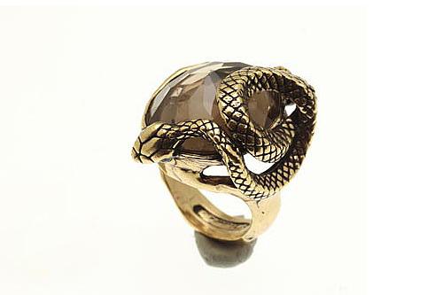 Кольцо  ALCOZER & J   с дымчатым кварцем и Swarovski