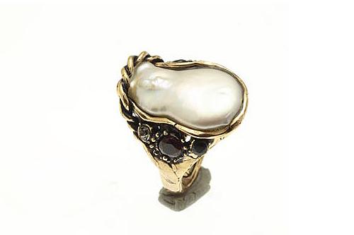 Кольцо ALCOZER & J   c жемчугjом, гранатом, сапфиром и Swarovski