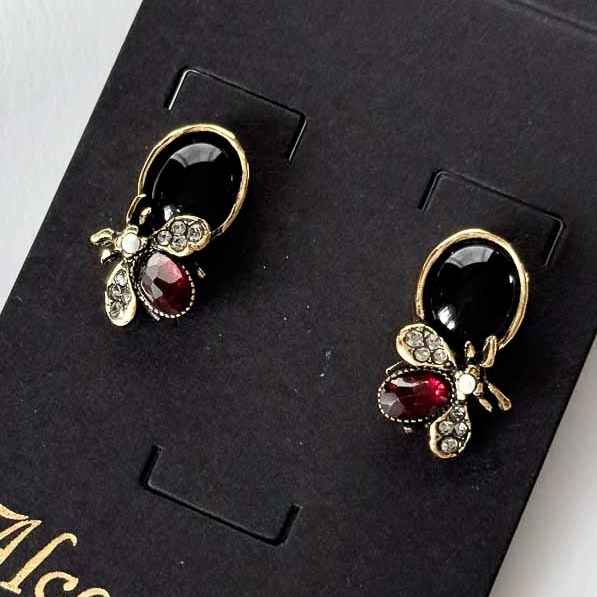 Серьги ALCOZER & J с ониксом, гранатом, жемчугом и Swarovski