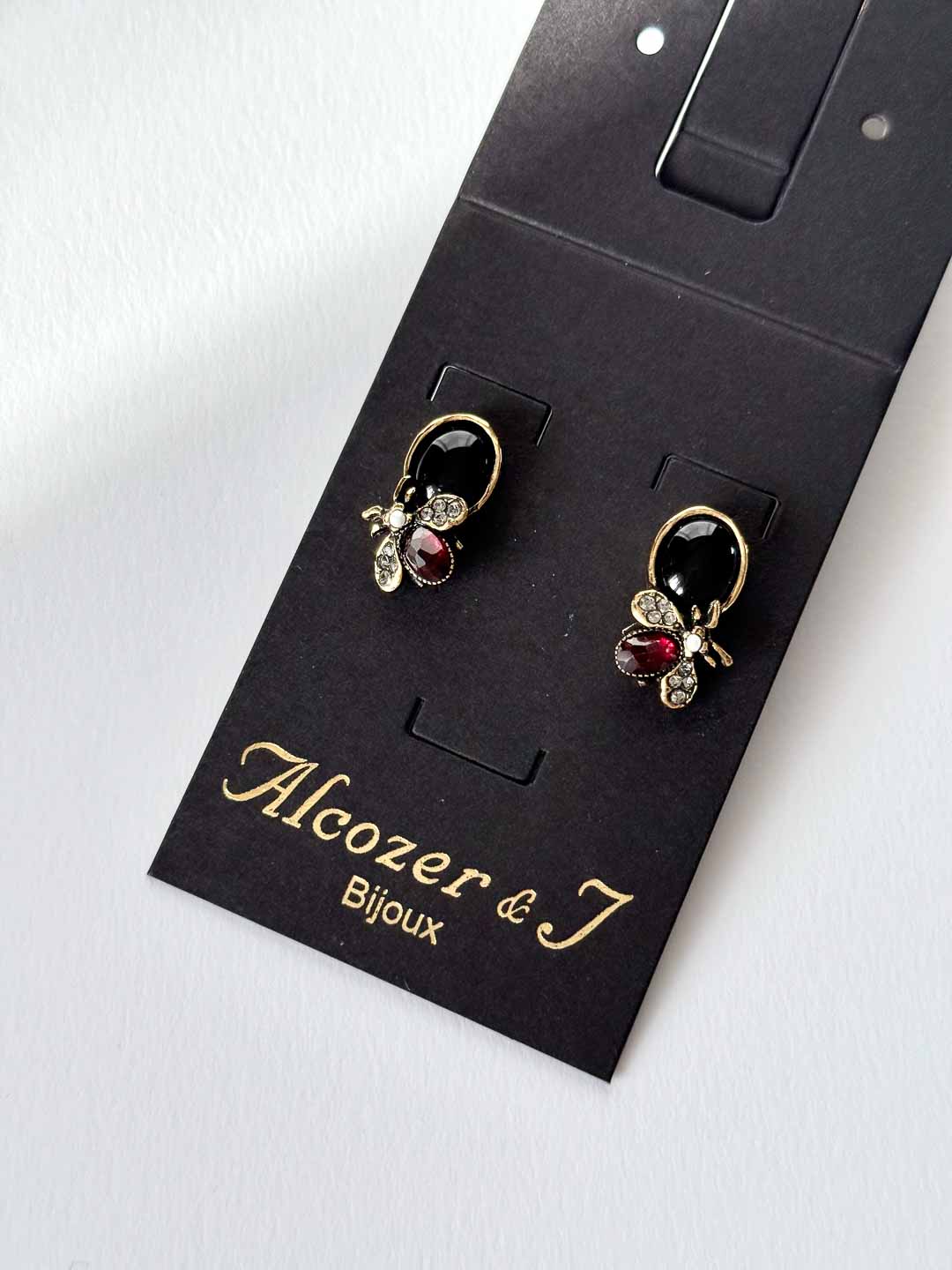 Серьги ALCOZER & J с ониксом, гранатом, жемчугом и Swarovski