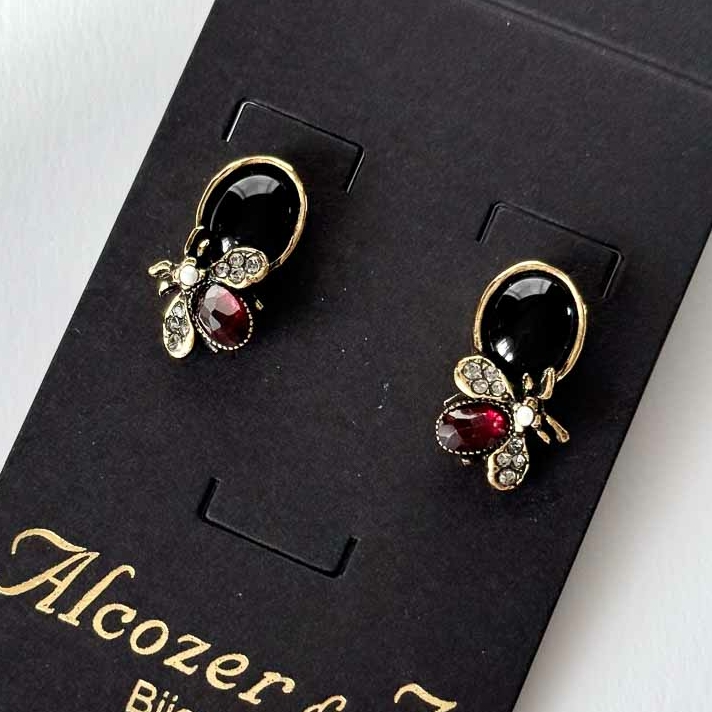 Серьги ALCOZER & J с ониксом, гранатом, жемчугом и Swarovski