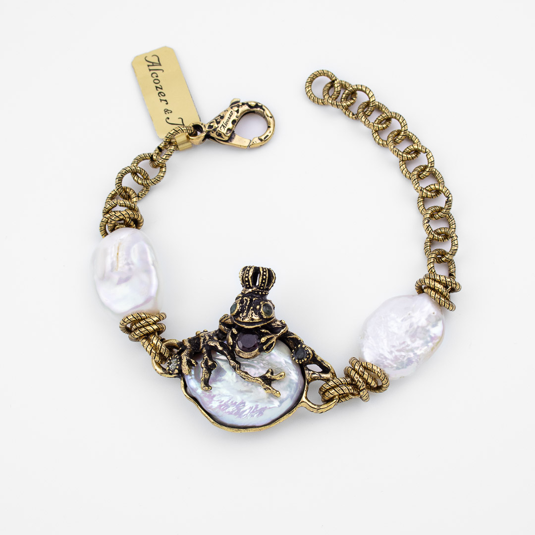 Браслет ALCOZER & J с жемчугом, гранатом, изумрудом и Swarovski