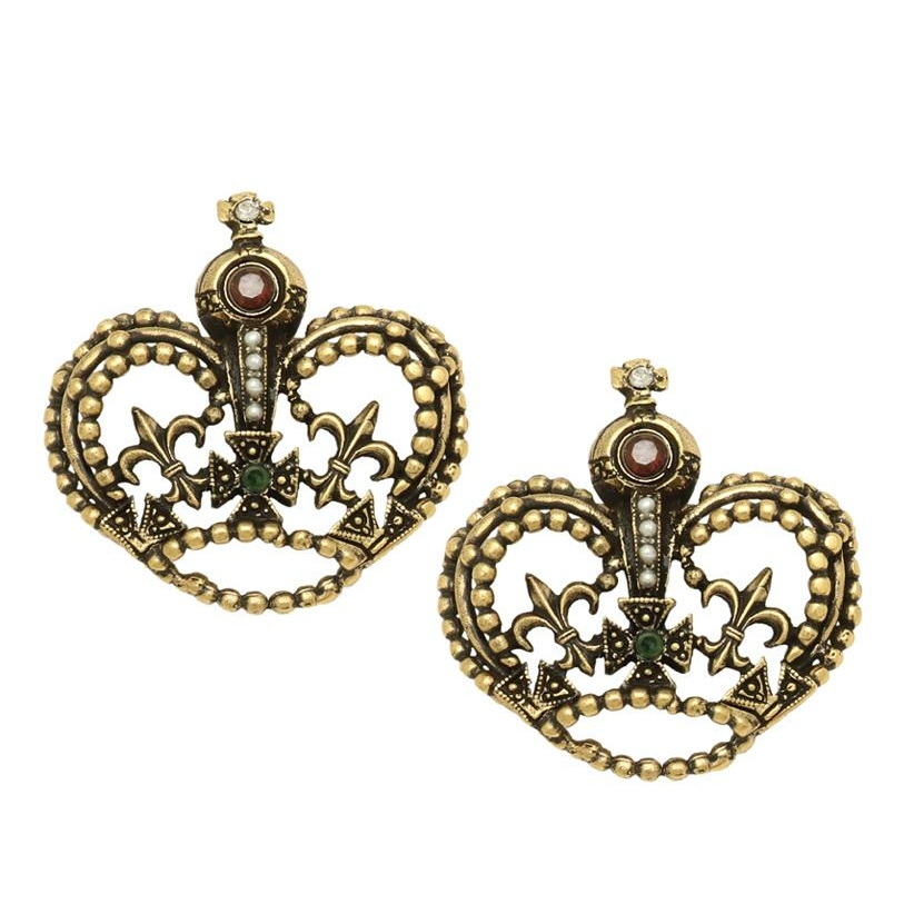 Серьги  ALCOZER&J   с изумрудом, жемчугом, гранатом и Swarovski