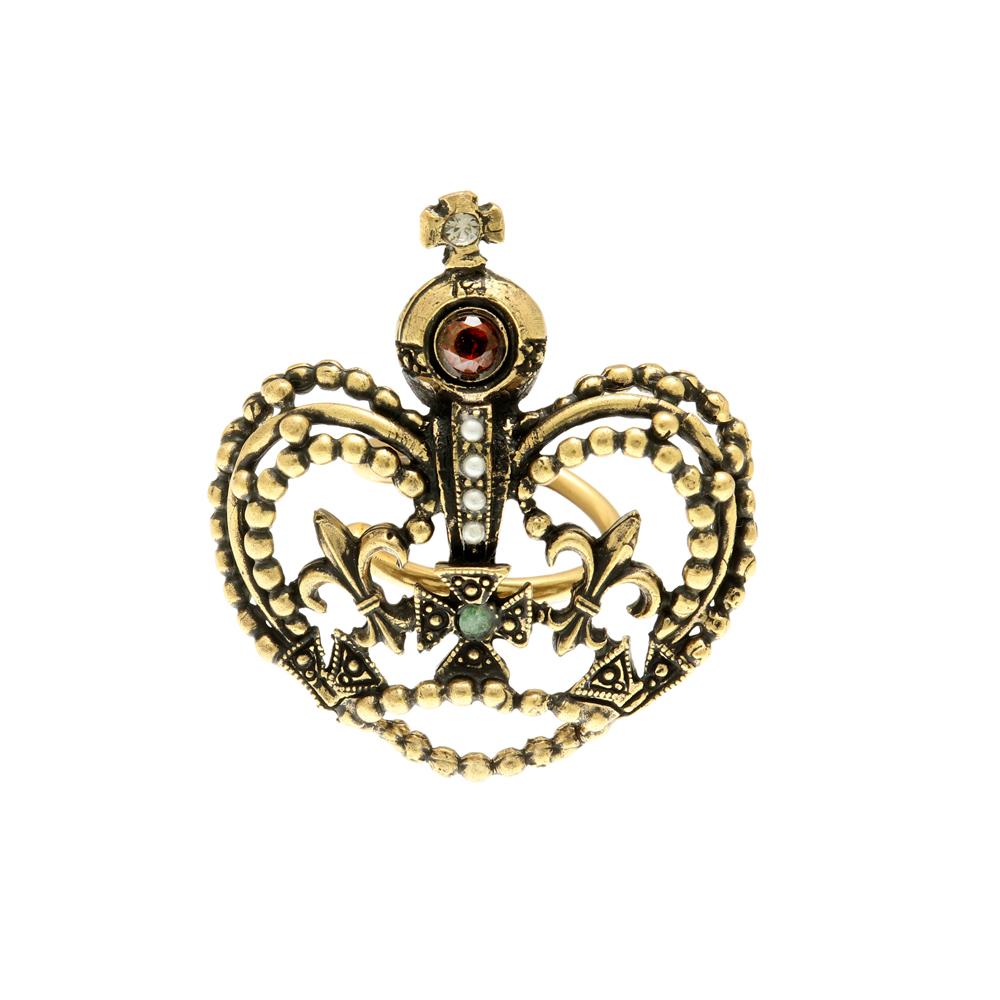 Кольцо ALCOZER&J   с изумрудом, жемчугом, гранатом и Swarovski