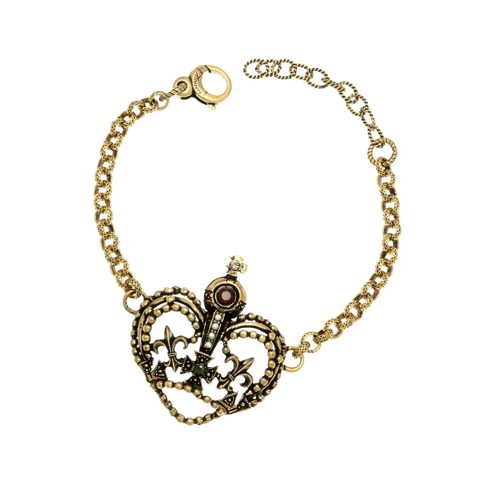 Браслет ALCOZER&J   с изумрудом, жемчугом, гранатом и Swarovski