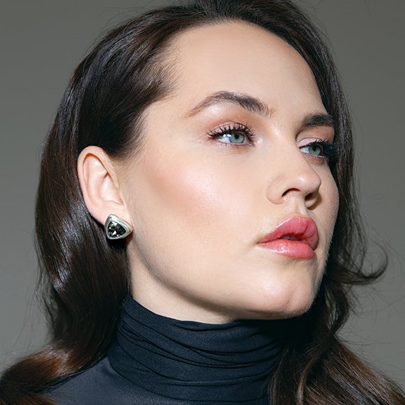 Серьги пусеты крупные CICLON 251608-10 Графит