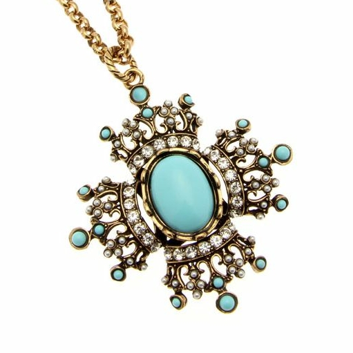 Колье ALCOZER & J   с бирюзой, жемчугом и Swarovski