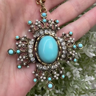 Колье ALCOZER & J   с бирюзой, жемчугом и Swarovski