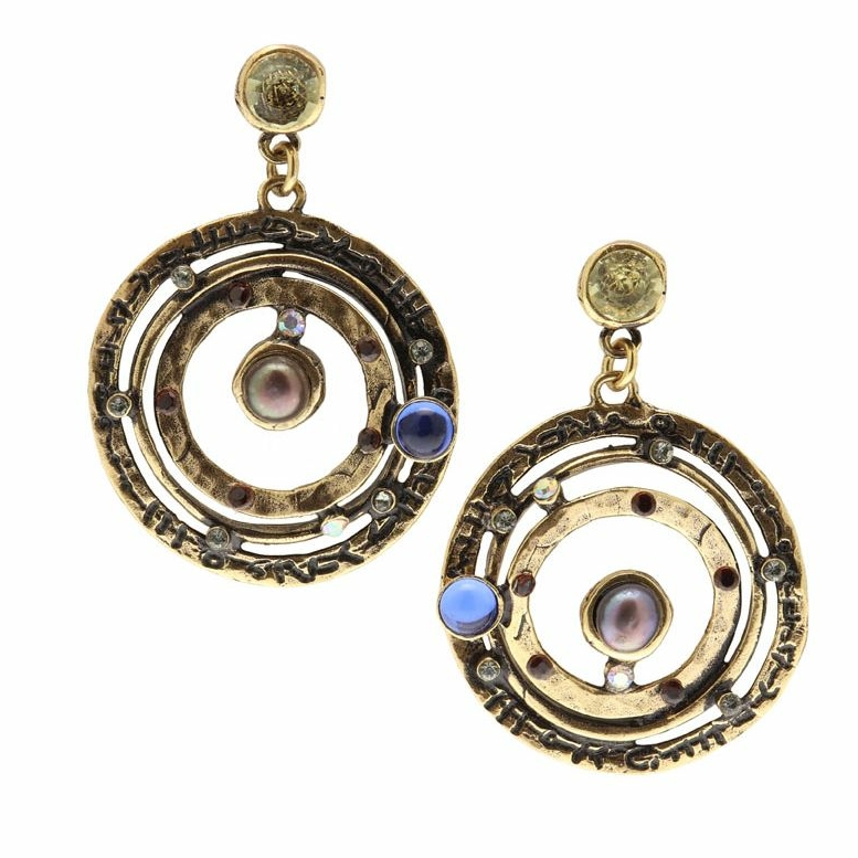 Серьги ALCOZER & J  с гранатом. жемчугом и Swarovski