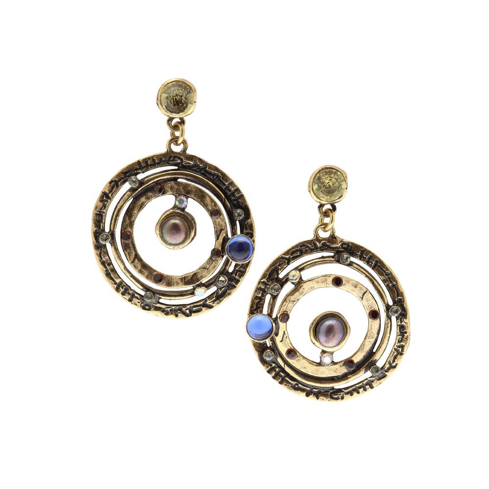 Серьги ALCOZER & J  с гранатом. жемчугом и Swarovski