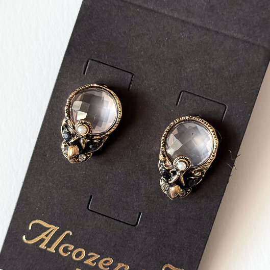 Серьги ALCOZER & J  с розовым кварцем, жемчугом, сапфиром и Swarovski