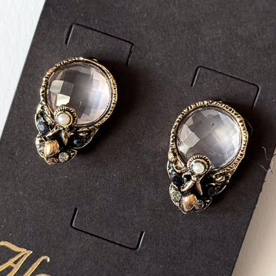 Серьги ALCOZER & J  с розовым кварцем, жемчугом, сапфиром и Swarovski