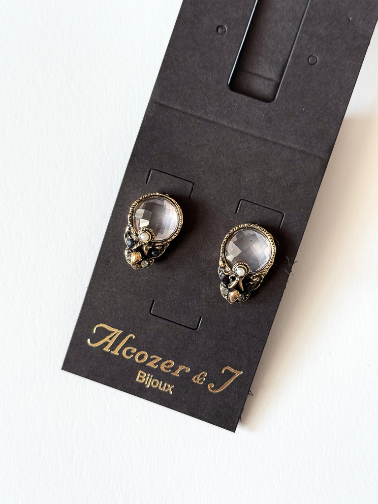 Серьги ALCOZER & J  с розовым кварцем, жемчугом, сапфиром и Swarovski