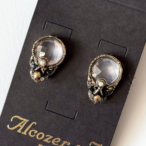Серьги ALCOZER & J  с розовым кварцем, жемчугом, сапфиром и Swarovski