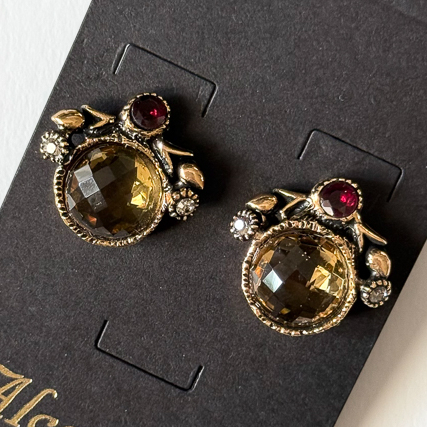 Серьги  ALCOZER & J   с цитрином, гранатом и Swarovski
