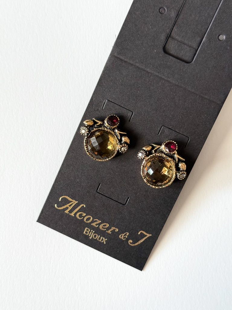 Серьги  ALCOZER & J   с цитрином, гранатом и Swarovski