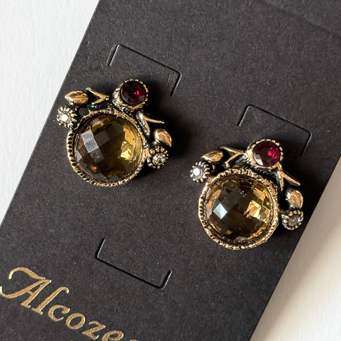 Серьги  ALCOZER & J   с цитрином, гранатом и Swarovski