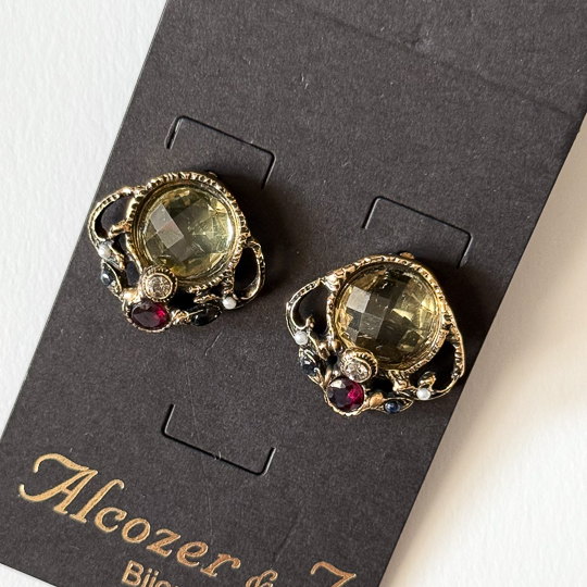 Серьги ALCOZER & J   с празиолитом, гранатом и Swarovski