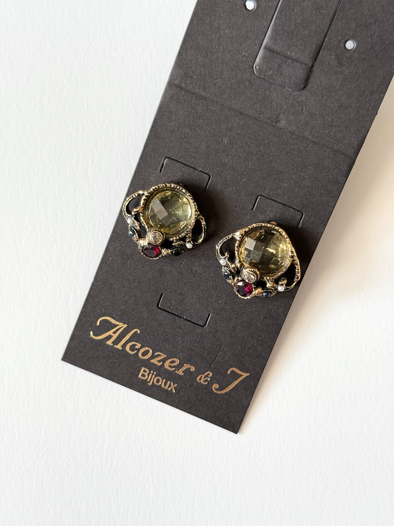 Серьги ALCOZER & J   с празиолитом, гранатом и Swarovski
