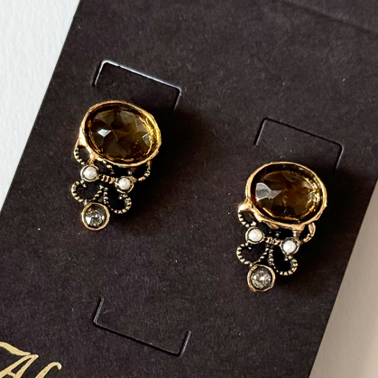 Серьги ALCOZER & J   с цитрином, жемчугом и Swarovski