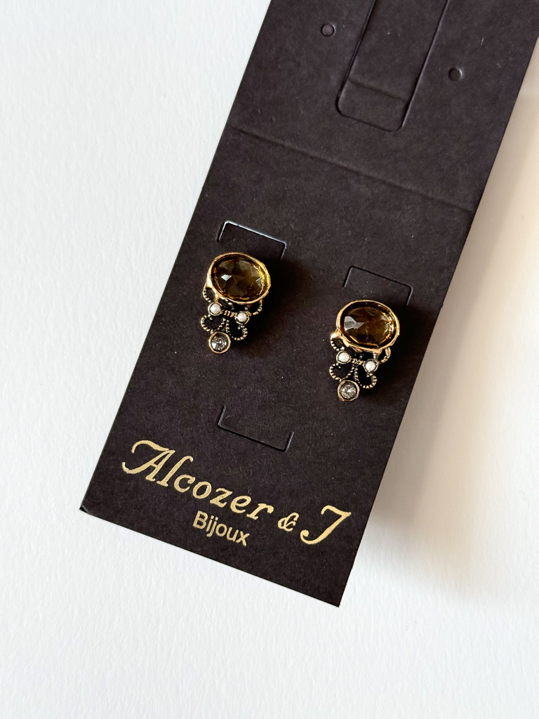 Серьги ALCOZER & J   с цитрином, жемчугом и Swarovski