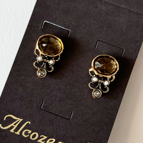 Серьги ALCOZER & J   с цитрином, жемчугом и Swarovski